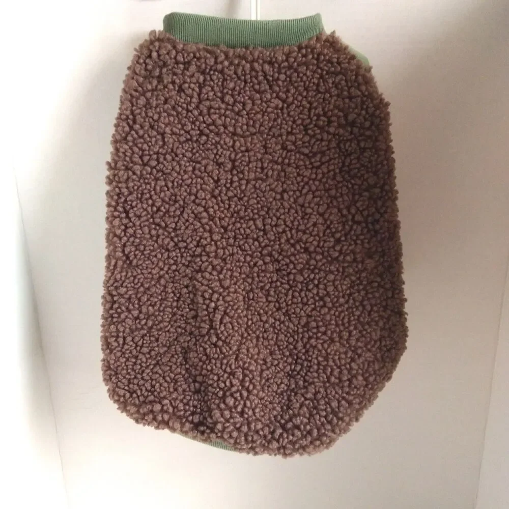 Bark Home Dog Coat Size Small Brown Green Varsity Jacket Warm Thick Sweater S